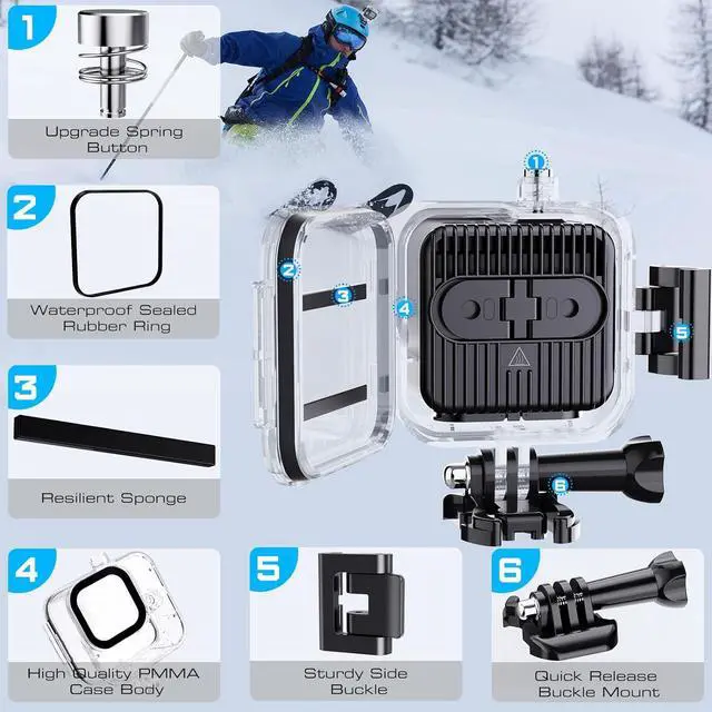 Alt view image 6 of 7 - Waterproof Housing Case for GoPro Hero11 Black Mini, 169ft/60M Diving Protective Housing Shell for Hero 11 Mini Action Camera Underwater Dive Case with Mount Thumbscrew & 12PCS Anti-Fog Insert