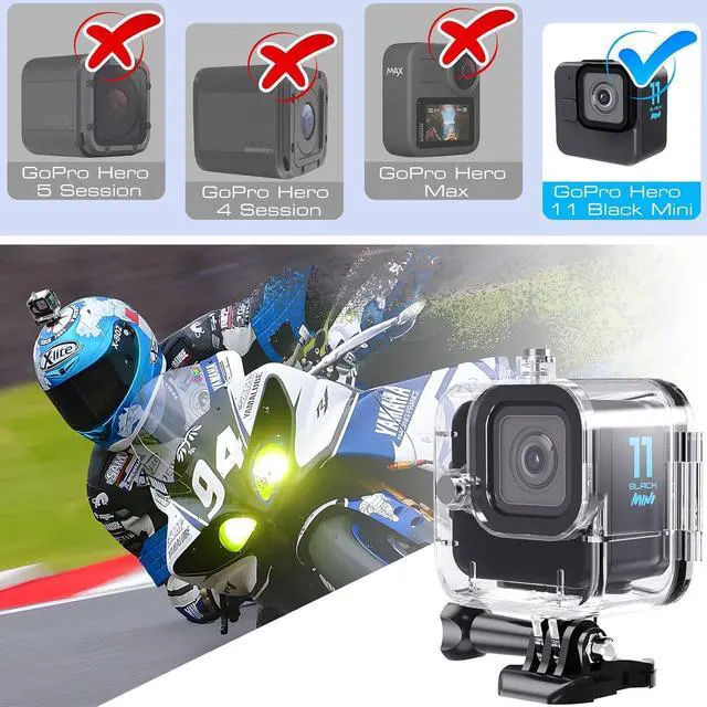 Alt view image 2 of 7 - Waterproof Housing Case for GoPro Hero11 Black Mini, 169ft/60M Diving Protective Housing Shell for Hero 11 Mini Action Camera Underwater Dive Case with Mount Thumbscrew & 12PCS Anti-Fog Insert
