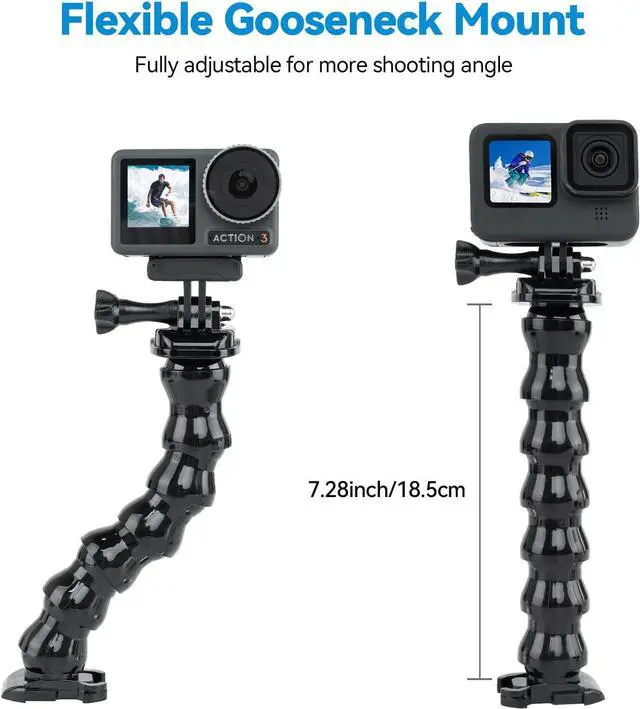 Alt view image 3 of 6 - Jaws Flex Gooseneck Clamp Mount for GoPro Insta360 Phone Accessories, Desk Table Magic Arm Holder Clip for Go Pro Max Hero 12 11 10 9 8 7 6, Insta 360 X3 Ace Pro DJI Action 4 Osmo Pocket 3