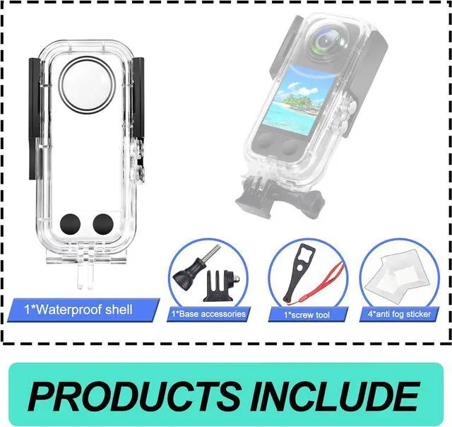 Alt view image 2 of 7 - Waterproof Case for Insta 360 one X3 Action Camera, Underwater Diving Protective Housing 40M with Bracket Accessories