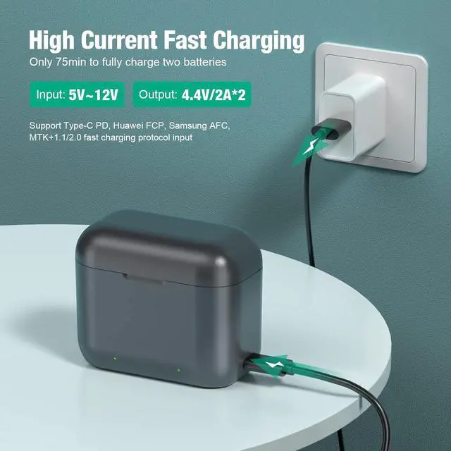 Alt view image 4 of 7 - BONAEVER Replacement Insta360 X3 Battery 1800mAh 2-Pack and Dual Slot USB Fast Charger Hub Compatible with Insta360 X3 Action Camera