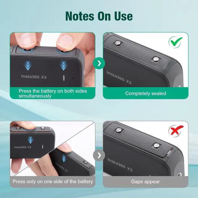 Alt view image 6 of 7 - BONAEVER Replacement Insta360 X3 Battery 1800mAh 2-Pack and Dual Slot USB Fast Charger Hub Compatible with Insta360 X3 Action Camera