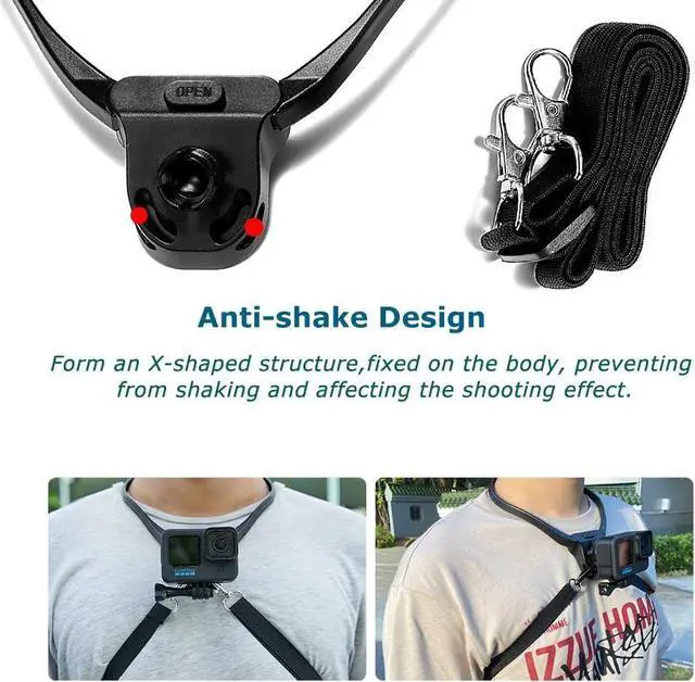 Alt view image 4 of 7 - POV VLOG Neck Holder Mount for Gopro Smartphone,360° Rotation Neck Mount Chest Holder with Shoulder Strap for Phones Gopro 12 11 10 9 8 7 Insta360 OSMO Action AKASO Action Cameras