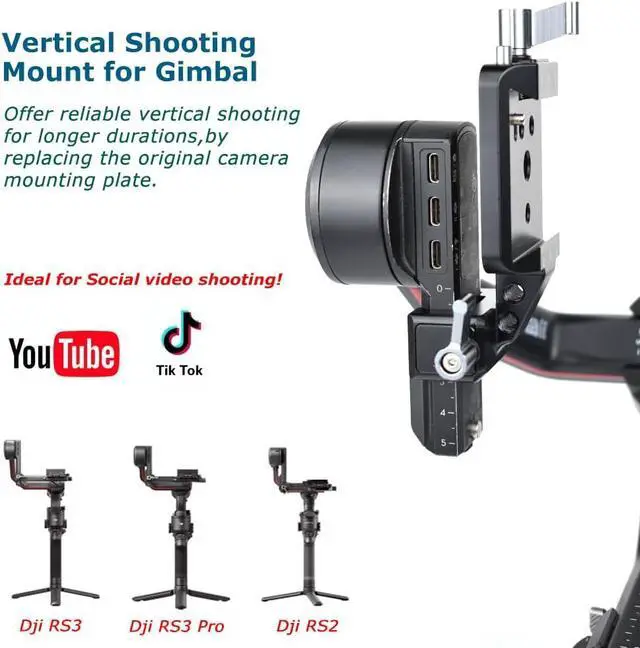 Alt view image 4 of 7 - Vertical Camera Mount for DJI RS 2 / RS 3 / RS 3 Pro Gimbal, Aluminum Vertical Shooting Mounting Plate for Social Media DJI Stabilizer Accessories