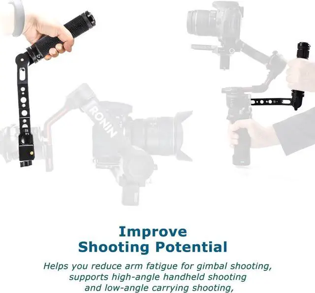 Alt view image 3 of 7 - 360° Adjustable Handgrip Handle with NATO Clamp for DJI RS3 Pro/RS3 Mini/RS3/RS2/RSC2, Gimbal Sling Grip with Coldshoe 1/4" Holes Extension Mount