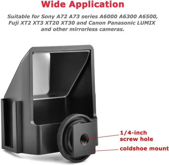 Alt view image 4 of 7 - Vlog Selfie Flip Screen for Mirrorless Camera, Reverse Mirror with 3 ColdShoe Mounts for Sony A7III A7II A6000/A6300/A6500 Fujifilm XT20 xt30 XT2 XT3 Canon Panasonic Nikon Cameras
