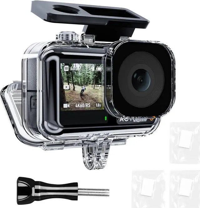 Main image of Waterproof Case for DJI Action 4 Action 3 Camera Accessories, with Anti-Fog Underwater Housing Shell Cage Supports 45M/148FT Deep Diving Scuba Snorkeling Swimming with Quick Release Screw
