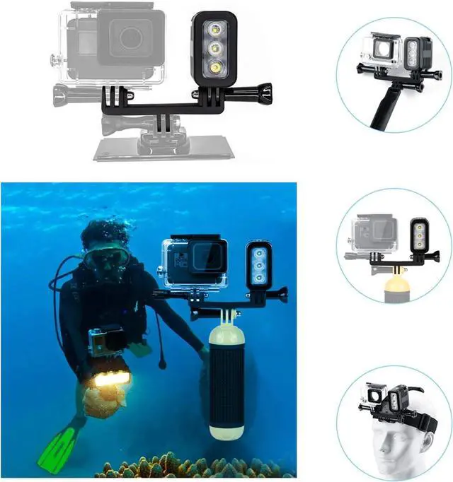 Alt view image 6 of 7 - BONAEVER Diving Light High Power Rechargeable Dimmable Waterproof LED Video Light Fill Night Light for GoPro Hero 12/11/10/9/8/7/5/6/5/4/3+/3/2 Fusion Session SJCAM AKASO DJI OSMO Action Camera