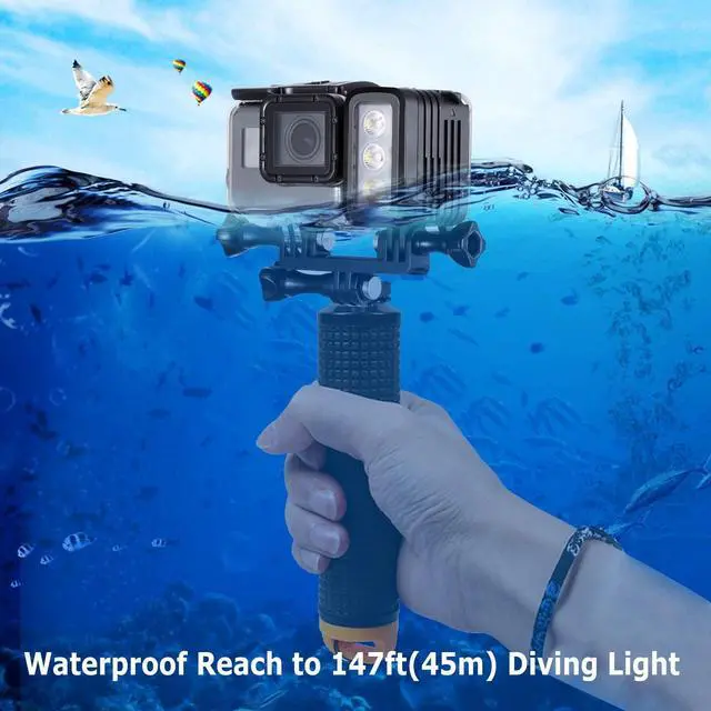 Alt view image 2 of 7 - BONAEVER Diving Light High Power Rechargeable Dimmable Waterproof LED Video Light Fill Night Light for GoPro Hero 12/11/10/9/8/7/5/6/5/4/3+/3/2 Fusion Session SJCAM AKASO DJI OSMO Action Camera