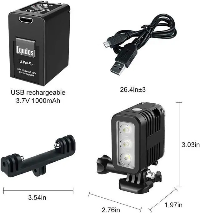 Alt view image 7 of 7 - BONAEVER Diving Light High Power Rechargeable Dimmable Waterproof LED Video Light Fill Night Light for GoPro Hero 12/11/10/9/8/7/5/6/5/4/3+/3/2 Fusion Session SJCAM AKASO DJI OSMO Action Camera