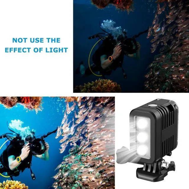Alt view image 5 of 7 - BONAEVER Diving Light High Power Rechargeable Dimmable Waterproof LED Video Light Fill Night Light for GoPro Hero 12/11/10/9/8/7/5/6/5/4/3+/3/2 Fusion Session SJCAM AKASO DJI OSMO Action Camera