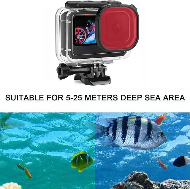 Alt view image 2 of 7 - Waterproof Housing for Go Pro Hero 12 Black/Hero 11 Black/Hero 10 Black/Hero 9 Black,Protective 60M/196FT Underwater Dive Case Shell with 3 Pack Filters Accessories