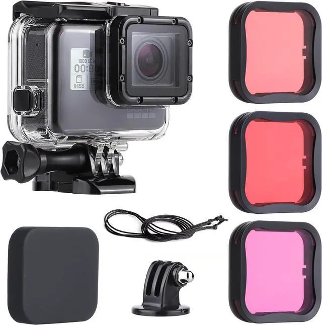 Main image of BONAEVER 45m Underwater Waterproof Dive Housing Case with 3-Pack Dive Filters for GoPro Hero 5 6 7 Black Hero (2018) - Include Backdoor, Quick Release Buckle, Thumb Screw, Tripod Adapter, Lens Cap