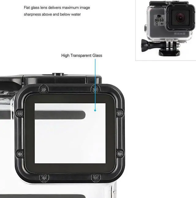 Alt view image 3 of 7 - BONAEVER 45m Underwater Waterproof Dive Housing Case with 3-Pack Dive Filters for GoPro Hero 5 6 7 Black Hero (2018) - Include Backdoor, Quick Release Buckle, Thumb Screw, Tripod Adapter, Lens Cap