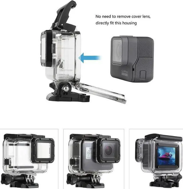 Alt view image 2 of 7 - BONAEVER 45m Underwater Waterproof Dive Housing Case with 3-Pack Dive Filters for GoPro Hero 5 6 7 Black Hero (2018) - Include Backdoor, Quick Release Buckle, Thumb Screw, Tripod Adapter, Lens Cap