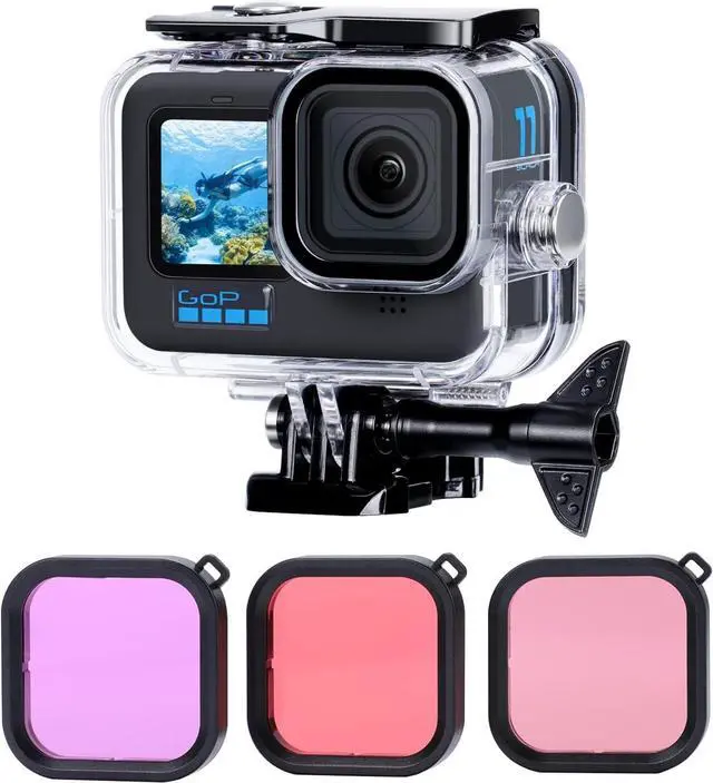 Main image of Waterproof Dive Case Housing for Gopro Hero 13/12/11/10/9 Black Action Camera Accessories with 3 Pack Underwater Filter Diving Protective Shell
