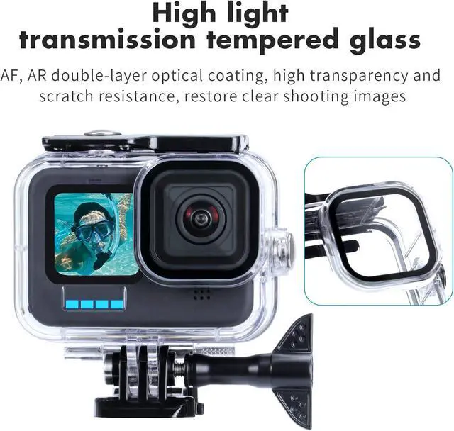 Alt view image 4 of 7 - Waterproof Dive Case Housing for Gopro Hero 13/12/11/10/9 Black Action Camera Accessories with 3 Pack Underwater Filter Diving Protective Shell