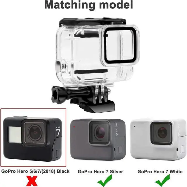 Alt view image 3 of 6 - Waterproof Housing Case Only for Go Pro Hero 7 White & Silver, Protective 45m Underwater Dive Case Shell with Bracket Accessories for Go Pro Hero 7 White & Silver Camera with 12pcs Anti- Fog Inserts