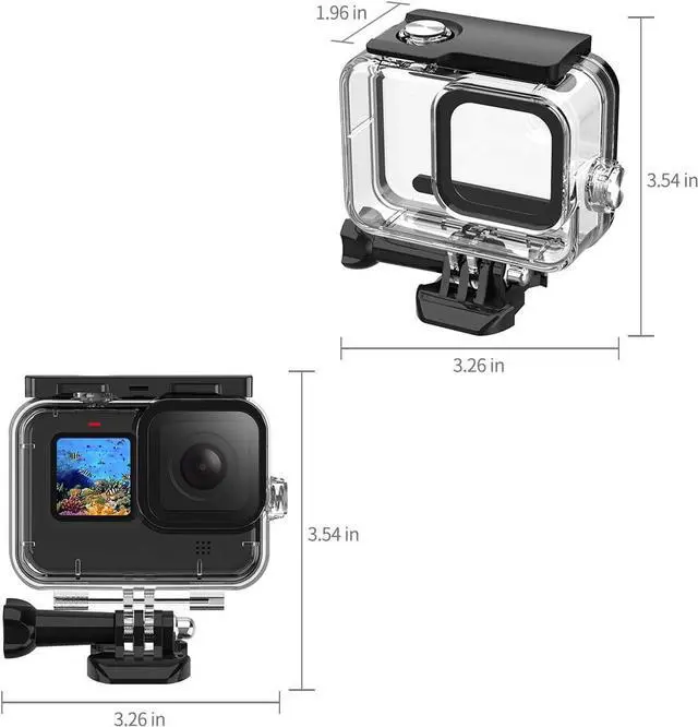 Alt view image 7 of 7 - 196ft/60m Waterproof Housing Case for GoPro Hero 13/12 11 10/9 Black, Protective Underwater Dive Housing Shell with Bracket Accessories for Go Pro Hero13 Hero12 Hero11 Hero10 Hero9 Action Camera