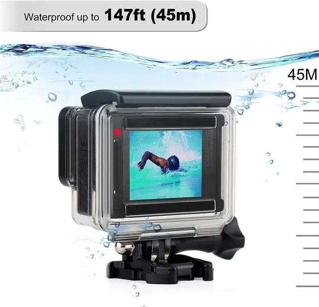 Alt view image 2 of 7 - Waterproof Housing Case for GoPro Hero 4, Hero 3+, Hero 3 Underwater Photography - Waterproof Up to 131 ft (40M) - with Quick Release Mount, Thumb Screw, 6pcs Anti-fog inserts