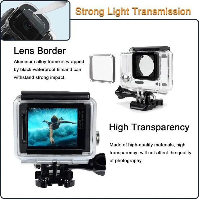 Alt view image 6 of 7 - Waterproof Housing Case for GoPro Hero 4, Hero 3+, Hero 3 Underwater Photography - Waterproof Up to 131 ft (40M) - with Quick Release Mount, Thumb Screw, 6pcs Anti-fog inserts