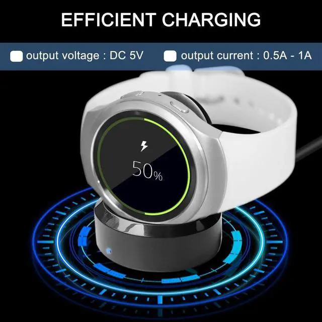 Alt view image 7 of 7 - Charger for Samsung Gear S2 S3, Charger Cradle Dock Stand Holder USB Charging Cable for Gear S2 S3 Classic Smart Watch, Replacement Watch Charger