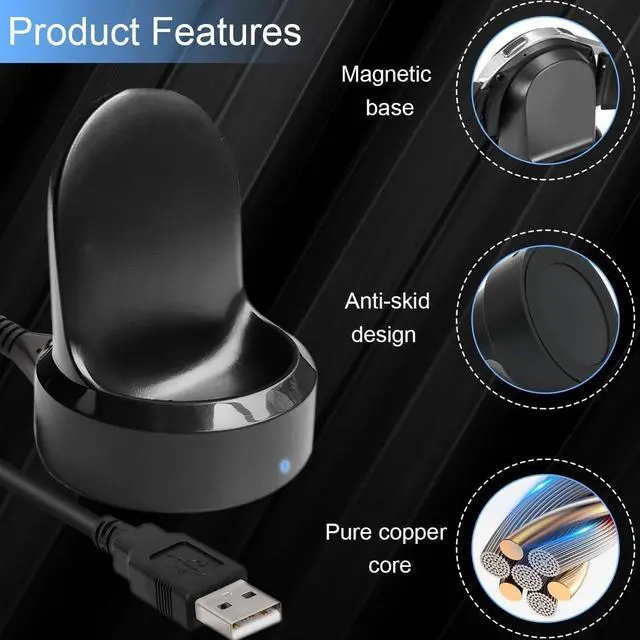 Alt view image 6 of 7 - Charger for Samsung Gear S2 S3, Charger Cradle Dock Stand Holder USB Charging Cable for Gear S2 S3 Classic Smart Watch, Replacement Watch Charger