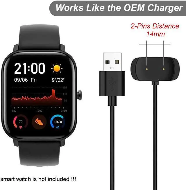 Alt view image 4 of 6 - Charger for Amazfit BIP U Pro, Bip 3 Pro, T-Rex Pro, GTS 4 Mini, GTS 2 Mini, GTS 2e, GTS 2, GTR 2e, GTR 2 Smart Watch - Replacement Magnetic Charging Cable USB Cord [2-Pack, 1m/3.3ft]