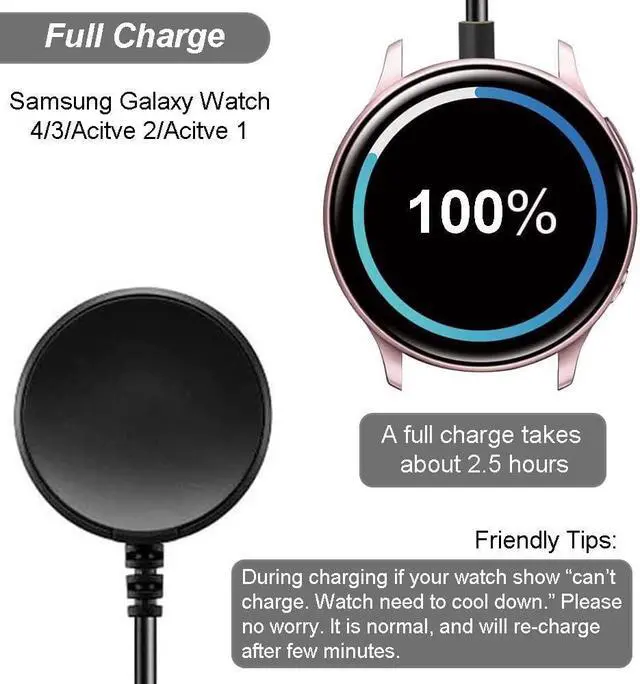 Alt view image 6 of 7 - Charger for Samsung Galaxy Watch 3/Watch 4/Watch 5/Watch 6, Replacement Charging Cable Cord for Samsung Galaxy Watch 6 Classic/5 Pro/4/3/Acitve 2/1 Smart Watch [2-Pack, 3.3ft]