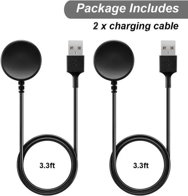 Alt view image 4 of 7 - Charger for Samsung Galaxy Watch 3/Watch 4/Watch 5/Watch 6, Replacement Charging Cable Cord for Samsung Galaxy Watch 6 Classic/5 Pro/4/3/Acitve 2/1 Smart Watch [2-Pack, 3.3ft]