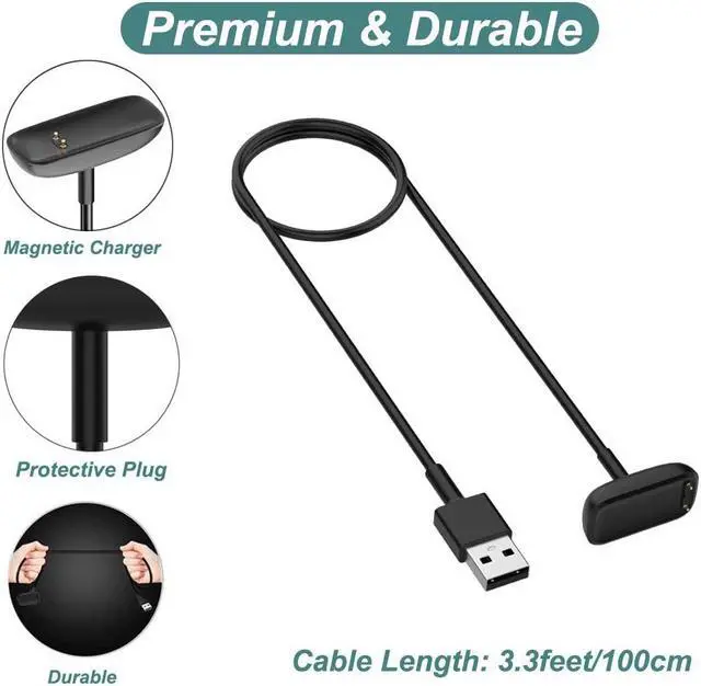 Alt view image 3 of 7 - Charger for Fitbit Charge 5 / Fitbit Charge 6 / Fitbit Luxe, Replacement Charging Cable Cord Accessories for Fitbit Luxe/Charge 5/Charge 6 [2-Pack, 3.3ft/1m]