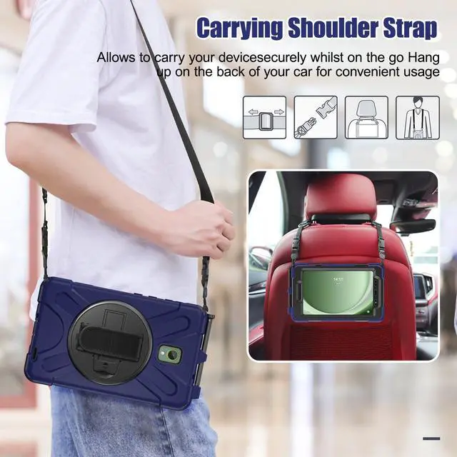 Alt view image 6 of 7 - BONAEVER For Samsung Galaxy Tab Active 3 8.0 inch 2020 Case Model SM-T570 SM-T575 SM-T577 Shockproof Cover with Pencil Holder Stand and le & Shoulder Strap