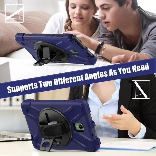 Alt view image 3 of 7 - BONAEVER For Samsung Galaxy Tab Active 3 8.0 inch 2020 Case Model SM-T570 SM-T575 SM-T577 Shockproof Cover with Pencil Holder Stand and le & Shoulder Strap
