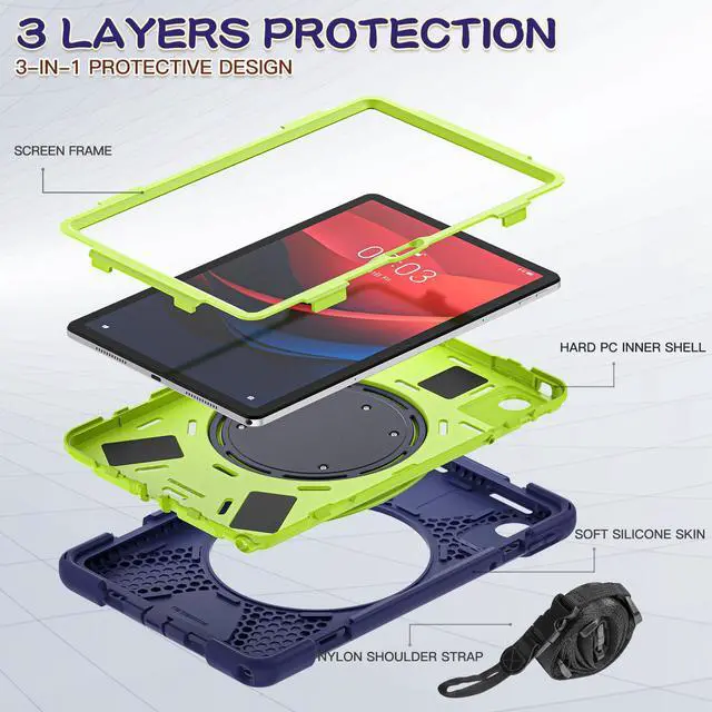 Alt view image 7 of 7 - BONAEVER Case for Lenovo Tab M11 11 inch 2024 Model TB330FU TB330XU TB-331FC Protective Cover with S Pen Holder Stand Hand/Shoulder Strap Navy Blue