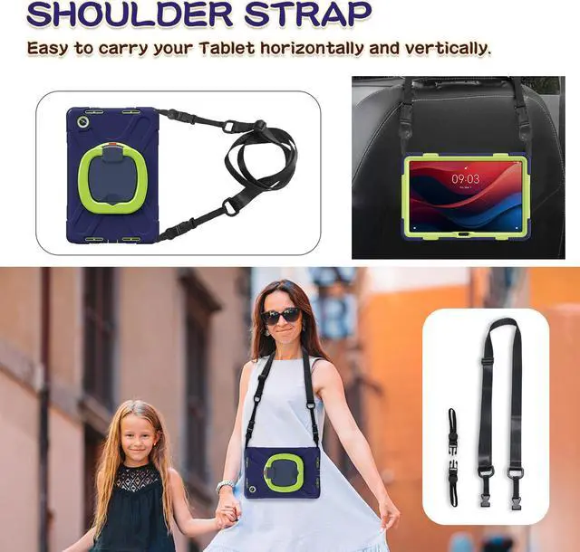 Alt view image 3 of 7 - BONAEVER Case for Lenovo Tab M11 11 inch 2024 Model TB330FU TB330XU TB-331FC Protective Cover with S Pen Holder Stand Hand/Shoulder Strap Navy Blue