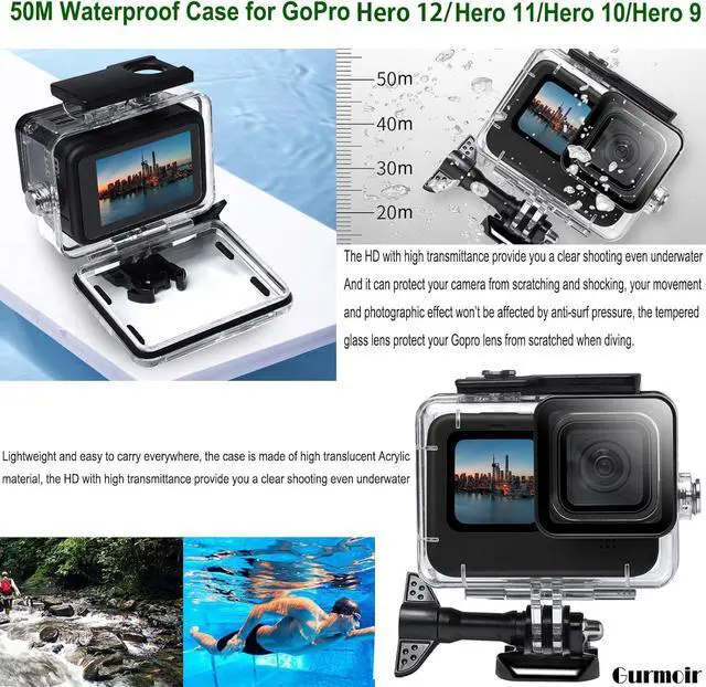 Alt view image 2 of 7 - Accessories Kit with Battery and Charger for Gopro Hero 12 11 10 9 Black, Waterproof Case+Selfie Stick+Tripod+2 Battery+3-Channel Charger Station Compatible with Go pro 12 11 10 9