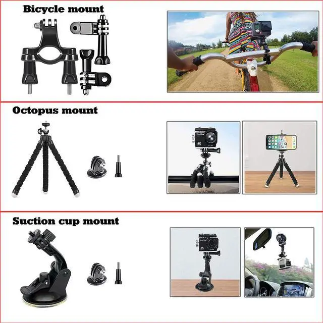 Alt view image 7 of 7 - 60 in 1 Camera Accessories Kit Compatible with GoPro Hero 12 11 10 9 8 7, GoPro Max, GoPro Fusion, DJI Osmo Action, AKASO, APEMAN, Campark, SJCAM