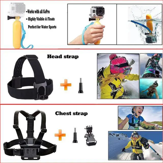 Alt view image 2 of 7 - 60 in 1 Camera Accessories Kit Compatible with GoPro Hero 12 11 10 9 8 7, GoPro Max, GoPro Fusion, DJI Osmo Action, AKASO, APEMAN, Campark, SJCAM