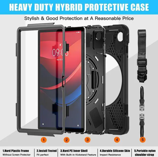 Alt view image 7 of 7 - BONAEVER Case for Lenovo Tab M11 11 inch 2024 Model TB330FU TB330XU TB-331FC Protective Cover with S Pen Holder Stand Hand/Shoulder Strap