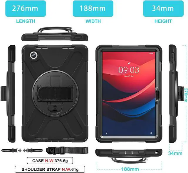 Alt view image 5 of 7 - BONAEVER Case for Lenovo Tab M11 11 inch 2024 Model TB330FU TB330XU TB-331FC Protective Cover with S Pen Holder Stand Hand/Shoulder Strap