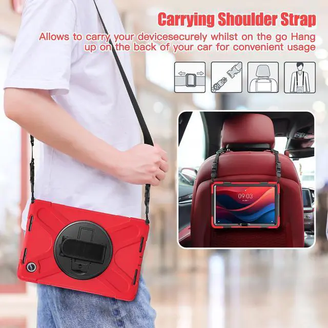 Alt view image 7 of 7 - BONAEVER Case for Lenovo Tab M11 11 inch 2024 Model TB330FU TB330XU TB-331FC Protective Cover with S Pen Holder Stand Hand/Shoulder Strap Red