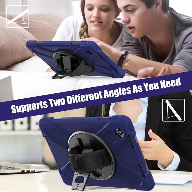 Alt view image 5 of 7 - BONAEVER Case for Lenovo Tab M11 11 inch 2024 Model TB330FU TB330XU TB-331FC Protective Cover with S Pen Holder Stand Hand/Shoulder Strap Navy Blue