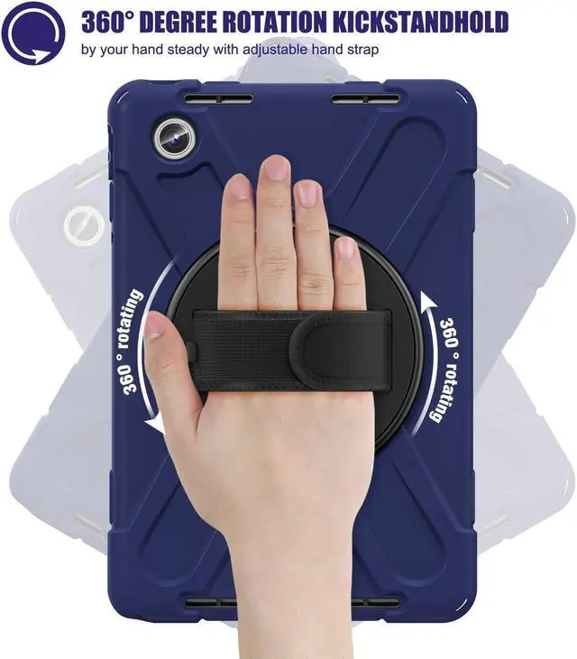 Alt view image 4 of 7 - BONAEVER Case for Lenovo Tab M11 11 inch 2024 Model TB330FU TB330XU TB-331FC Protective Cover with S Pen Holder Stand Hand/Shoulder Strap Navy Blue
