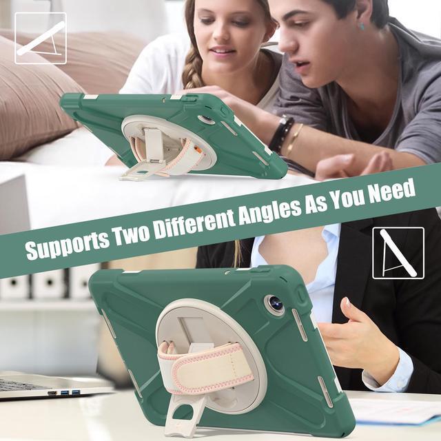 Alt view image 5 of 7 - BONAEVER Case for Lenovo Tab M11 11 inch 2024 Model TB330FU TB330XU TB-331FC Protective Cover with S Pen Holder Stand Hand/Shoulder Strap Dark Green