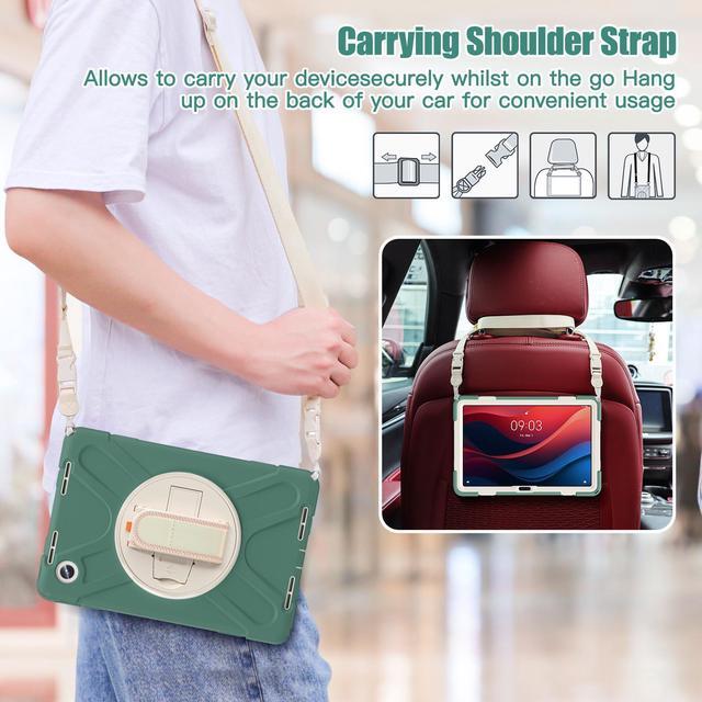 Alt view image 7 of 7 - BONAEVER Case for Lenovo Tab M11 11 inch 2024 Model TB330FU TB330XU TB-331FC Protective Cover with S Pen Holder Stand Hand/Shoulder Strap Dark Green