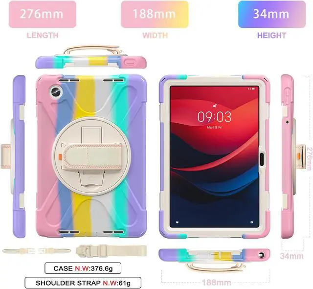 Alt view image 6 of 7 - BONAEVER Case for Lenovo Tab M11 11 inch 2024 Model TB330FU TB330XU TB-331FC Protective Cover with S Pen Holder Stand Hand/Shoulder Strap Colorful Tree