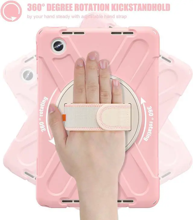 Alt view image 4 of 7 - BONAEVER Case for Lenovo Tab M11 11 inch 2024 Model TB330FU TB330XU TB-331FC Protective Cover with S Pen Holder Stand Hand/Shoulder Strap Pink