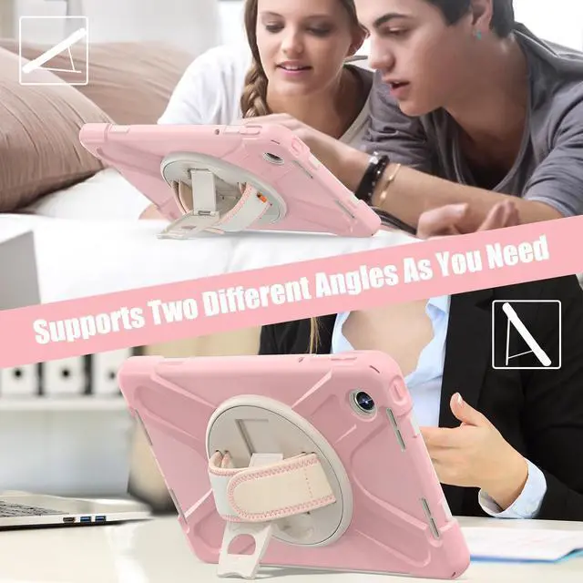 Alt view image 5 of 7 - BONAEVER Case for Lenovo Tab M11 11 inch 2024 Model TB330FU TB330XU TB-331FC Protective Cover with S Pen Holder Stand Hand/Shoulder Strap Pink