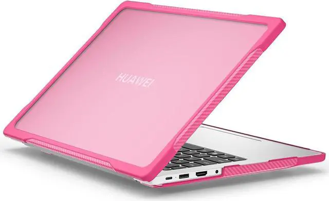 Main image of BONAEVER for Huawei MateBook D14 / D14SE 2023 2024 Case Heavy Duty Rugged Full Shockproof Protective Cover, Dual Layer Laptop Transparent Hard Shell Case with TPU Frame Rose Red