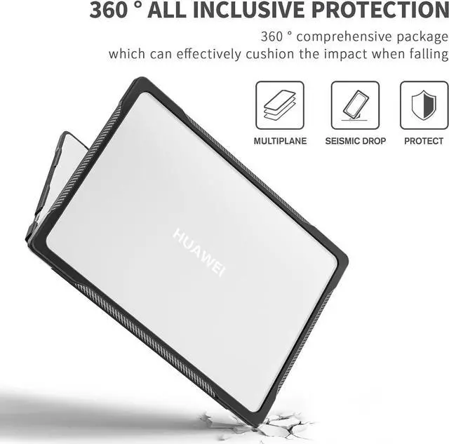 Alt view image 2 of 7 - BONAEVER for Huawei MateBook D14 / D14SE 2023 2024 Case Heavy Duty Rugged Full Shockproof Protective Cover, Dual Layer Laptop Transparent Hard Shell Case with TPU Frame Clear